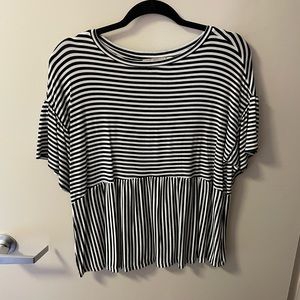 Loft black & white striped peplum top